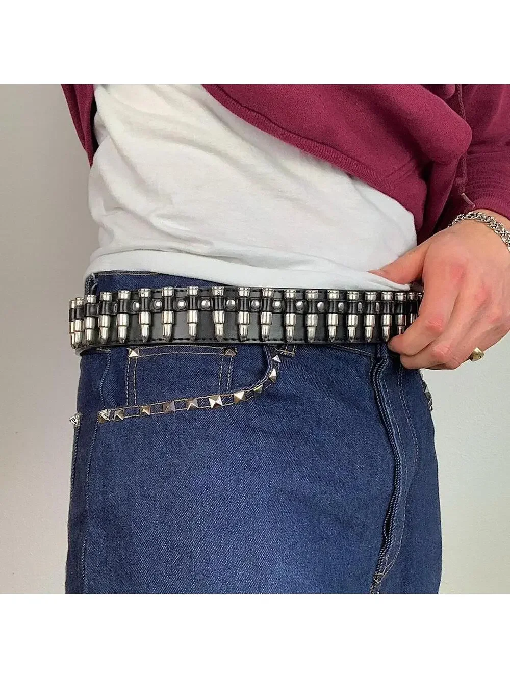 Cyber Grunge Bullet belt studded vintage y2k style. Cool grunge/punk look